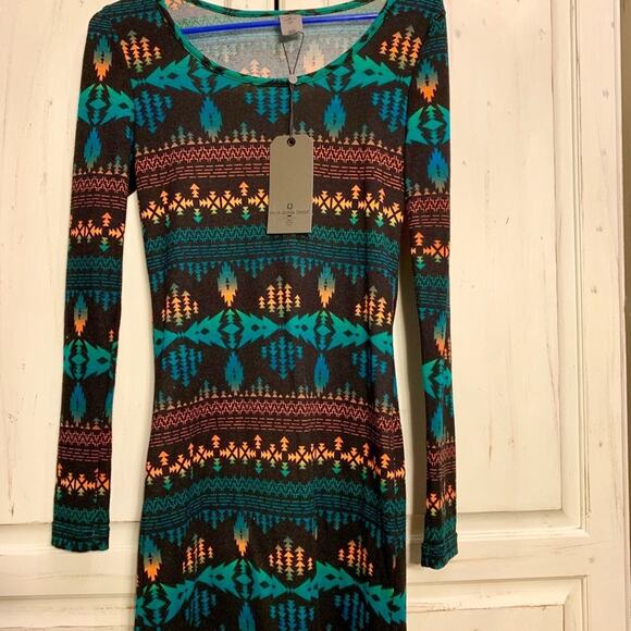 NWT VERO MODA SOUTHWEST PRINT BODYCON DRESS XS - Picture 2 of 10